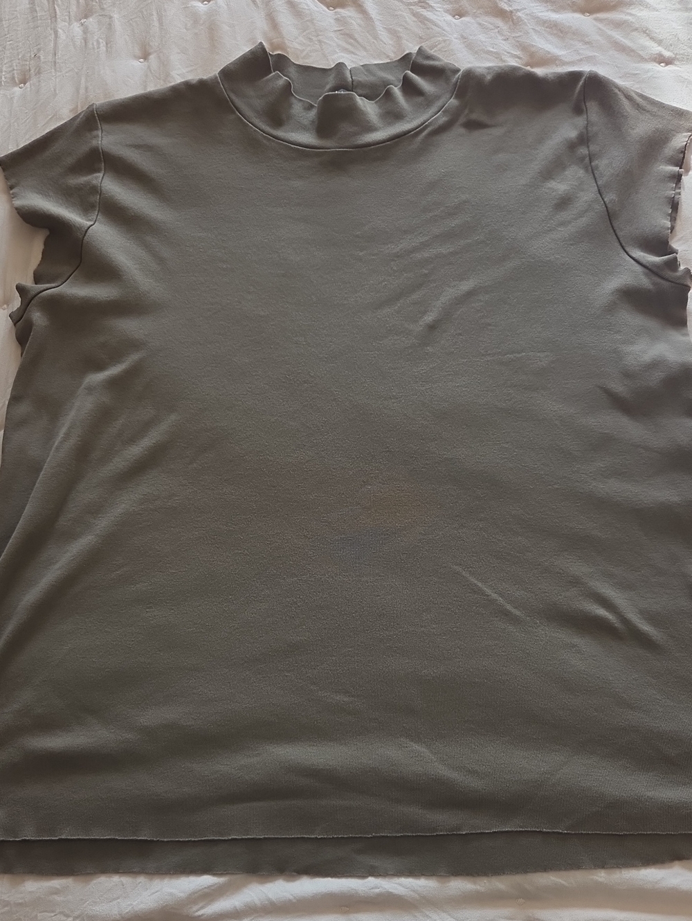 Zara Olive Green / Brown Mock Neck Short Sleeve Top
